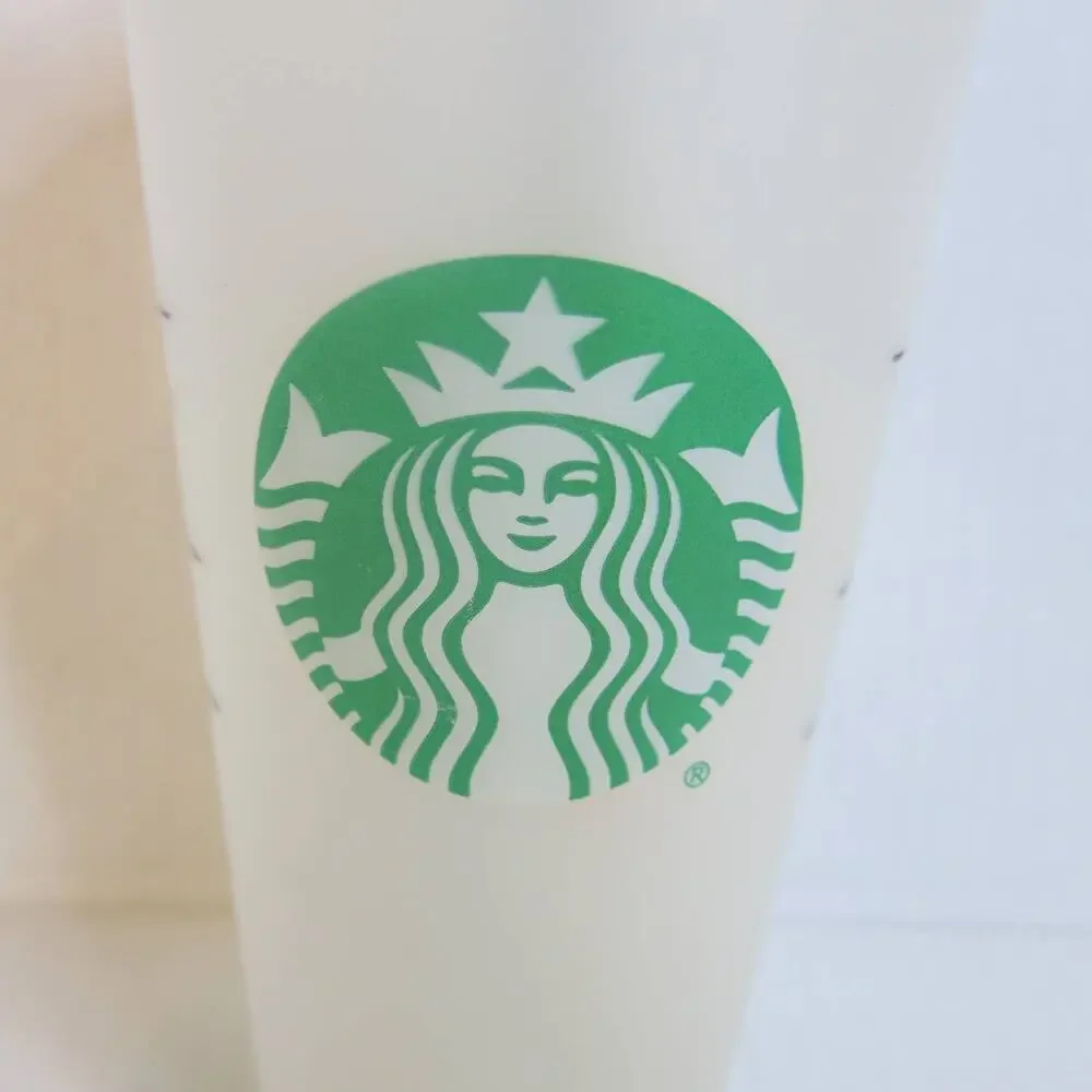 STARBUCKS  Reusable Cold Cup Clear/Green Logo with Colorful Straw Lid 24 Oz